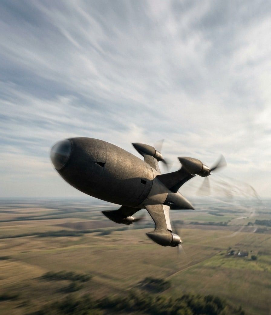 Ahuti Mk II above farmland