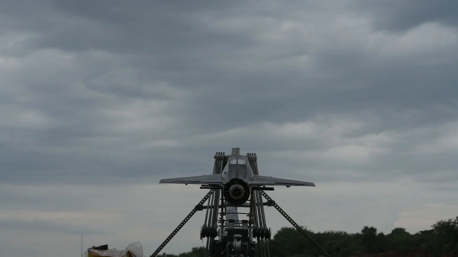 Nightshade ADX-1 on its launcher under an overcast sky