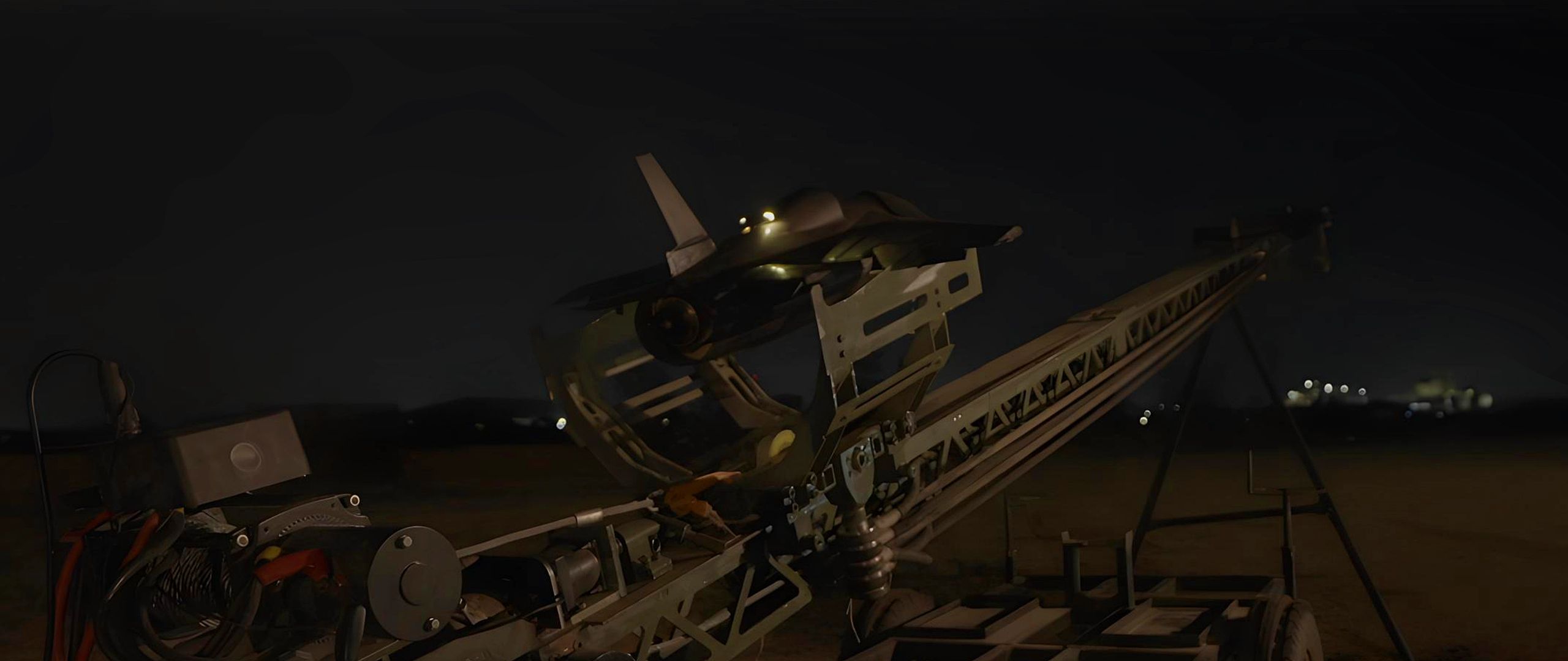 Nightshade ADX-1 on its launcher at night